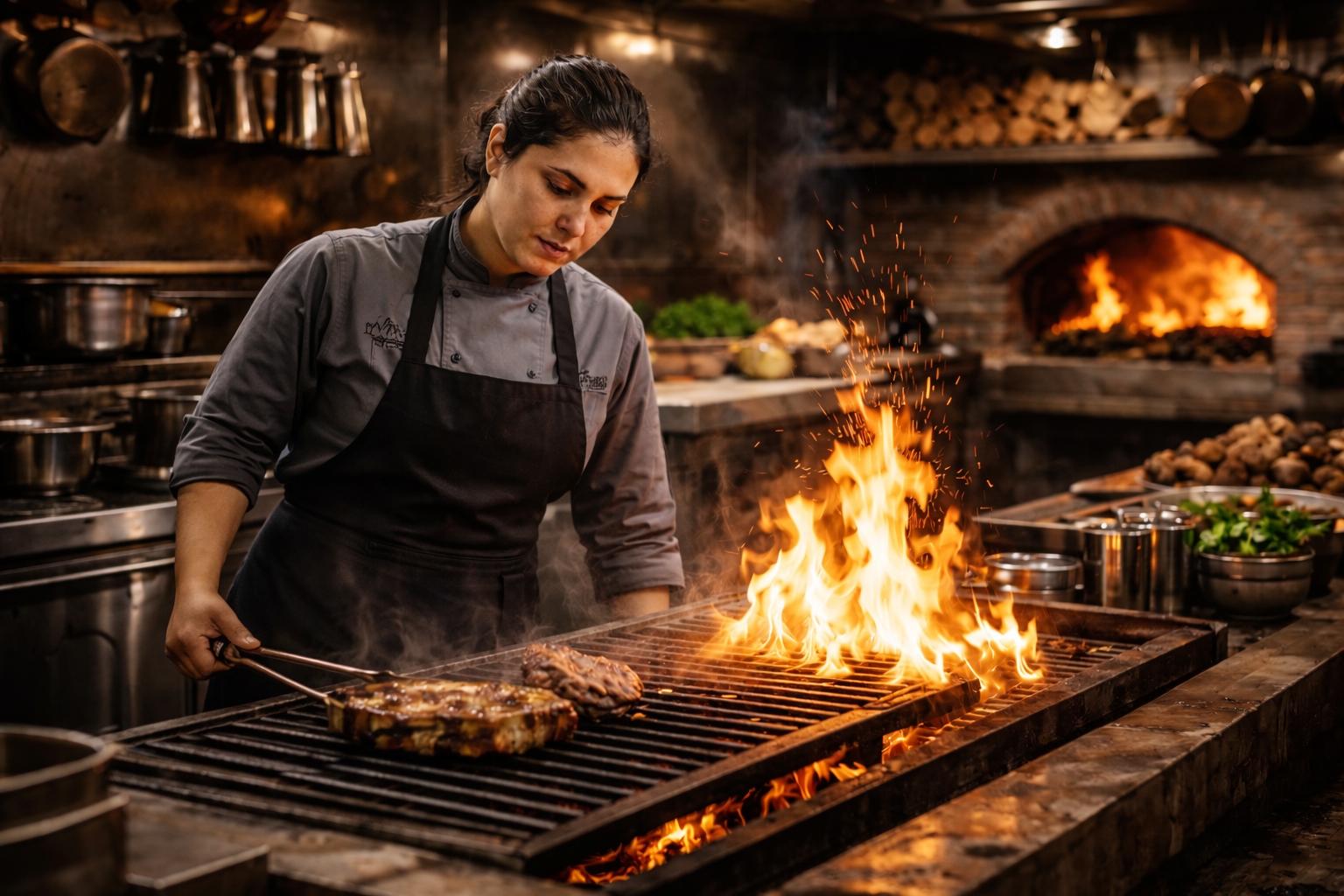 Chef Maria Rodriguez preparing dishes
