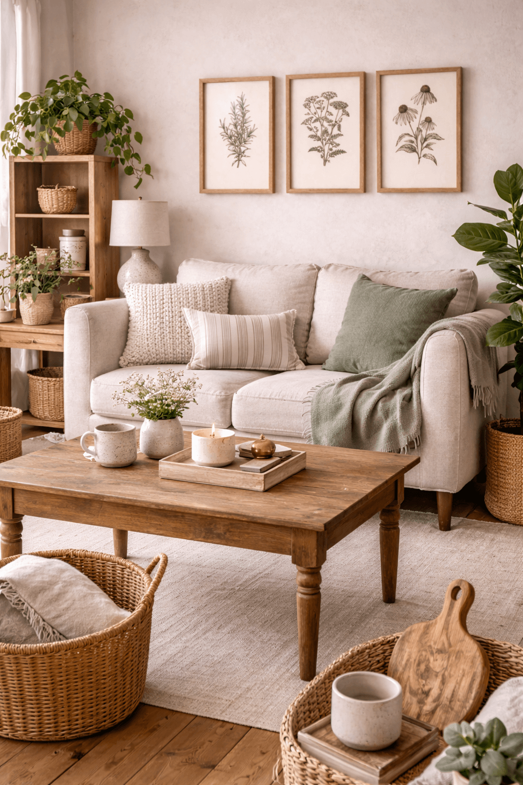 Styled living room with curated home goods